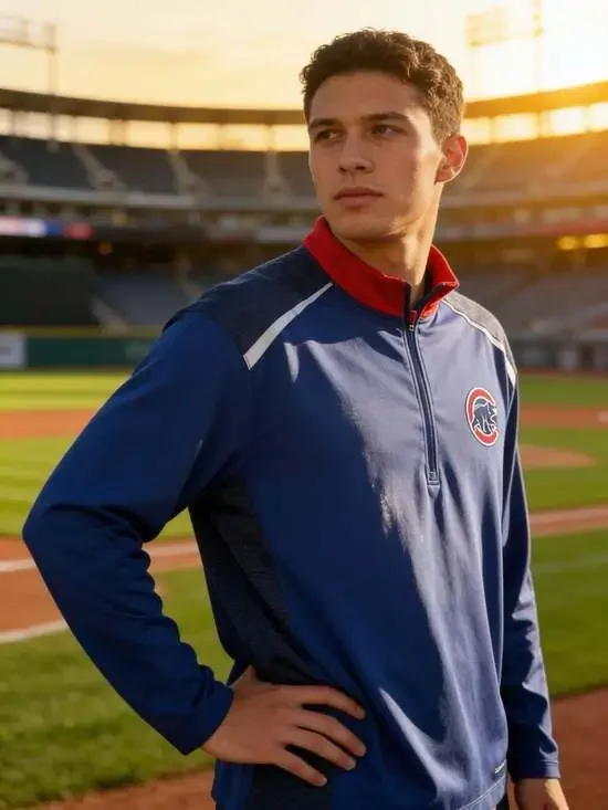 Majestic Athletic Chicago Cubs Cool Base Quarter-Zip Pullover Jacket 2X