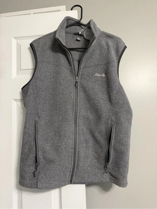 Eddie Bauer Heather Gray Full-Zip Fleece Vest