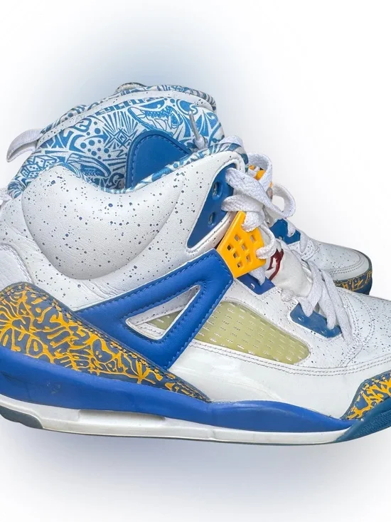 Jordan Spizike Do The Right Thing White Blue Gold High Top Sneaker 315371-162