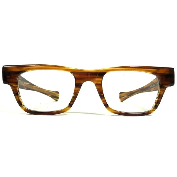 Norman Childs Eyeglasses Frames SPEECE Brown Horn Square Thick 46-21-145