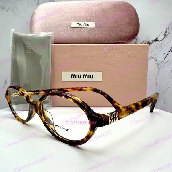 NEW MIU MIU Womens Eyeglasses Brown Oval Full Rim Frames 50-18mm Rx-able Womens
