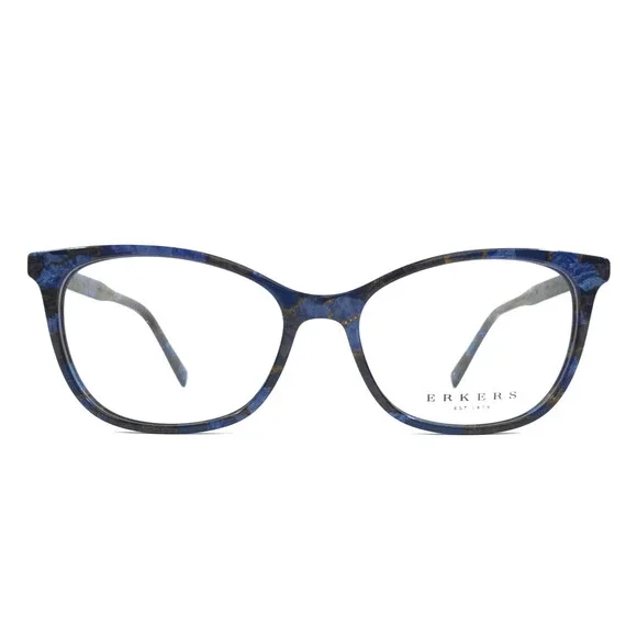 Erkers Eyeglasses Frames CLAYTON Polar Ice Blue Marble Cat Eye 53-18-145