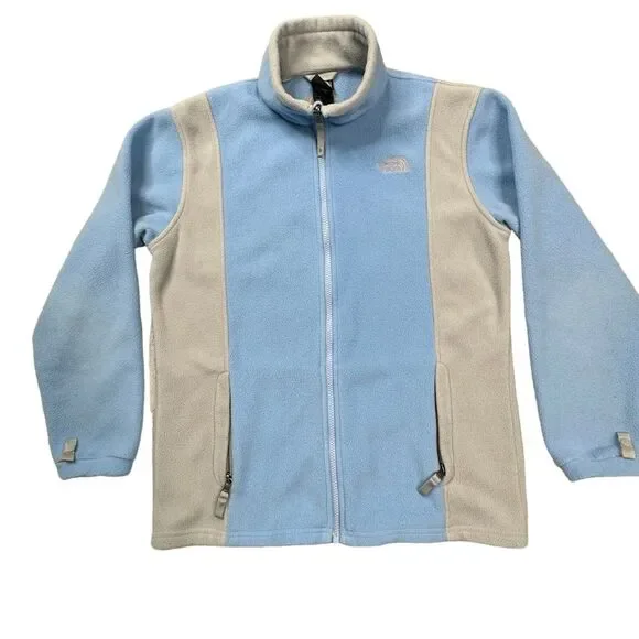 The North Face Full Zip‎ Fleece Girls Size XL Blue and Grey