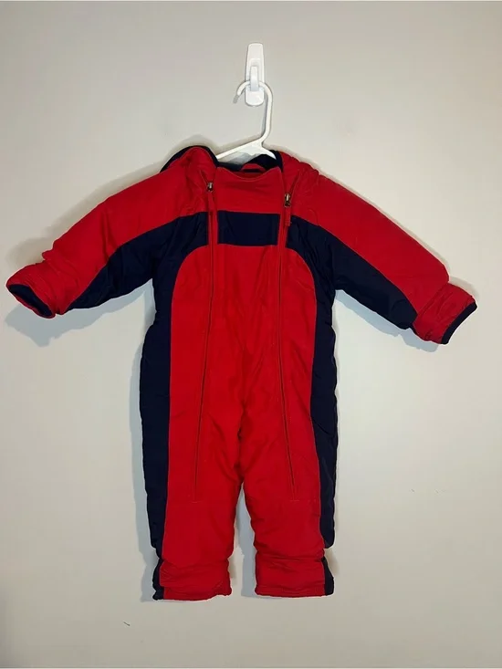 LL Bean Kids Red Snowsuit One Piece Size 12-18 Months