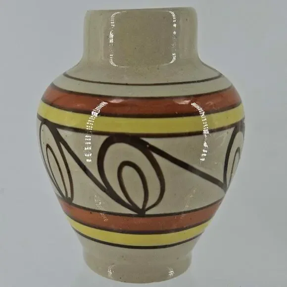Vintage vase Hand painted Crafted pottery European