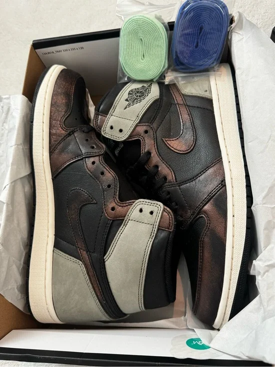 Jordan High-Top Sneakers in Black, Brown & Light Gray