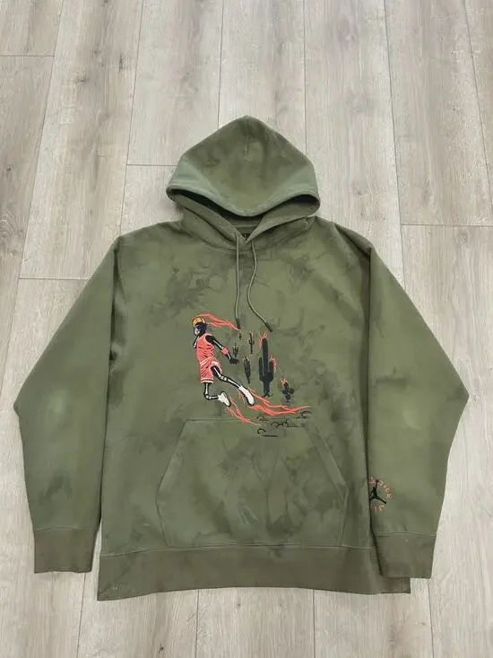 FW19 Travis Scott Jordan Washed Suede Hoodie Olive size Large L SF