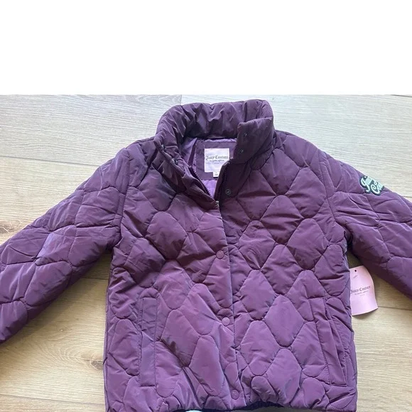 Juicy Couture Kids Purple Quilted Puffer Jacket Coat Girls Size Large 14‎ NWT
