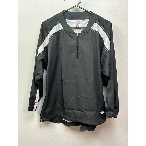 Easton Sports Pullover L/XL Black Gray Baseball Softball‎ Warm Up Jacket