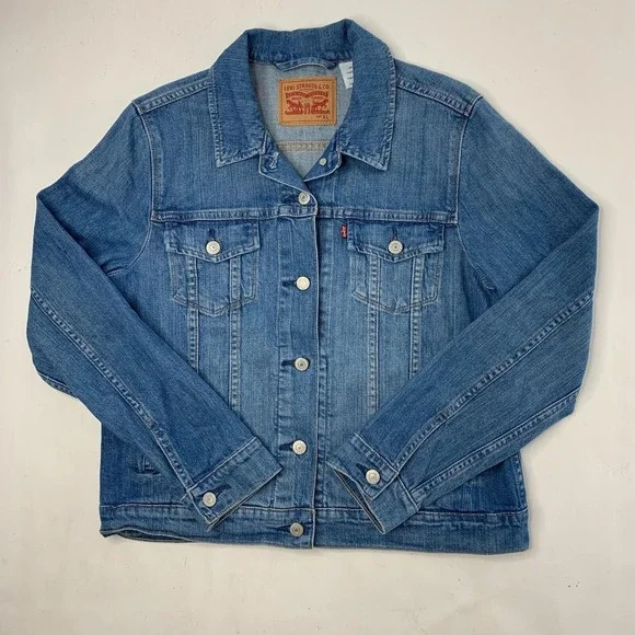 Levi's Youth XL Denim Jacket Blue‎ Button Front Medium Wash Outerwear