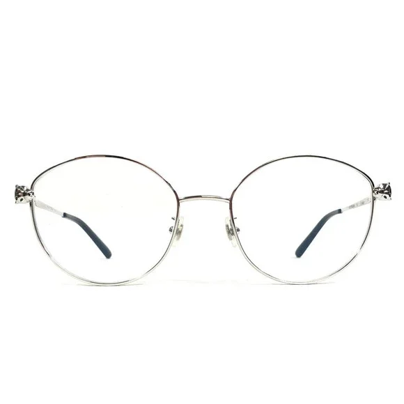 Cartier Eyeglasses Frames CT0234O 002 Shiny Silver Cat Eye Wire Rim 54-19-135