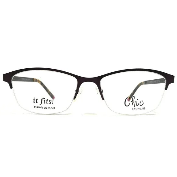 Chic Eyeglasses Frames TIFFANYPACE TORT MATT PURPLE Cat Eye Half Rim 57-18-145