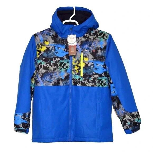 Swiss Tech Boys Reversible 3 in 1 Coat Blue & Multi Hooded Size XXL (18) Nwts‎