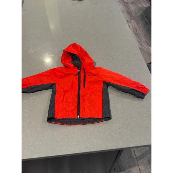 Columbia Kids Toddler 3T Red Gray‎ Full Zip Hooded Jacket Outerwear