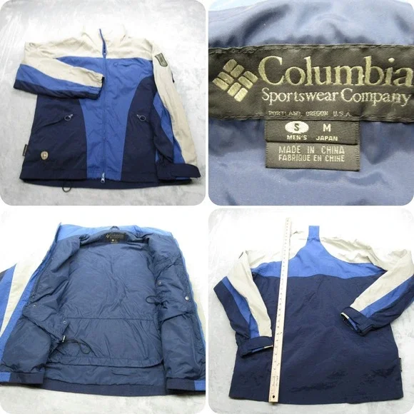 Columbia Jacket Mens Small‎ Blue Colorblock Convert Full Zip Waterproof Vintage