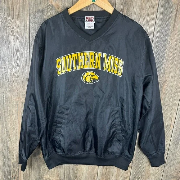 Southern Miss Golden Eagles Pullover Windbreaker V Neck Jacket Size Small