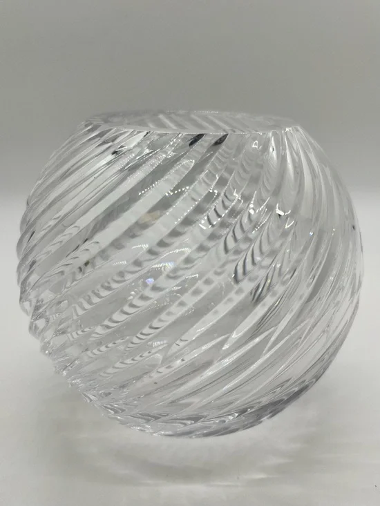 Vintage Astral Swirled Lead Crystal Glass Sphere Rose Bowl Vase