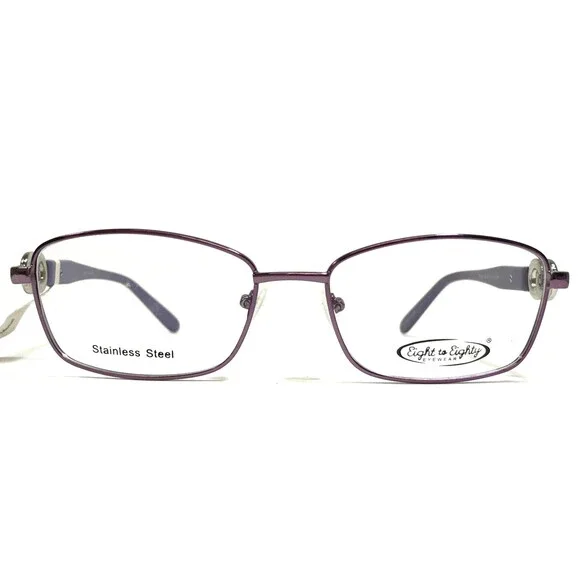 Eight to Eighty Eyeglasses Frames IRENE VIOLET Purple Silver Cat Eye 54-16-140