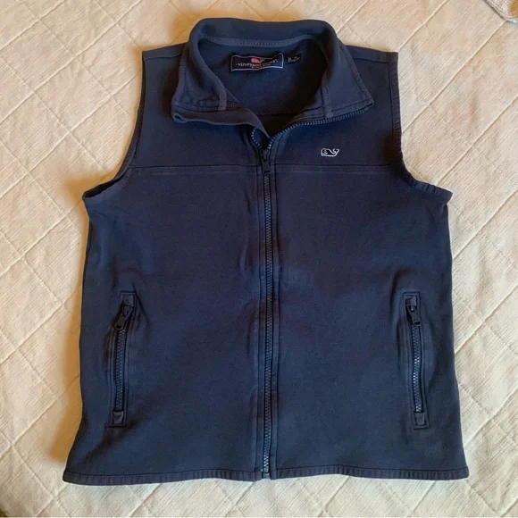 Vineyard Vines Boys Dark Blue Coastal Zip-Up Vest Size Medium (12-14)‎