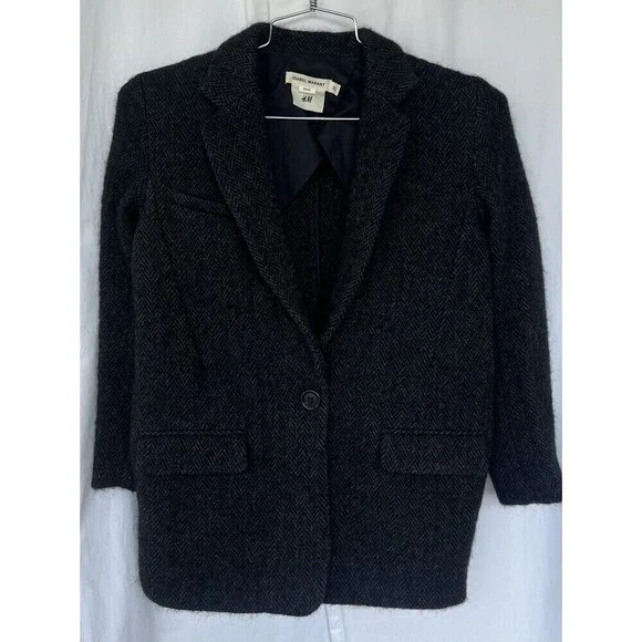Isabel Marant pour H&M Kids Alpaca Wool Blazer Gray Herringbone Jacket 10-11Y