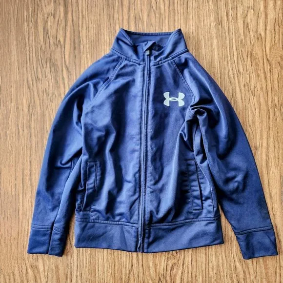 UNDER ARMOUR Size 5 Boy's Jacket Blue Zipper Zip Up Long Sleeve  Activewear