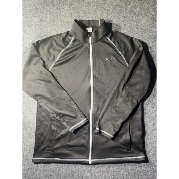 Puma Track Jacket Mens L Black Good Full Zip Contrast Stitch 579320-01