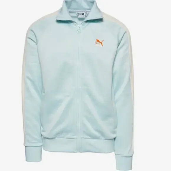 Puma Men's PUMA PPET7 Iconic (Icy) Blue & White Track Jacket  XXL Logo, Pockets