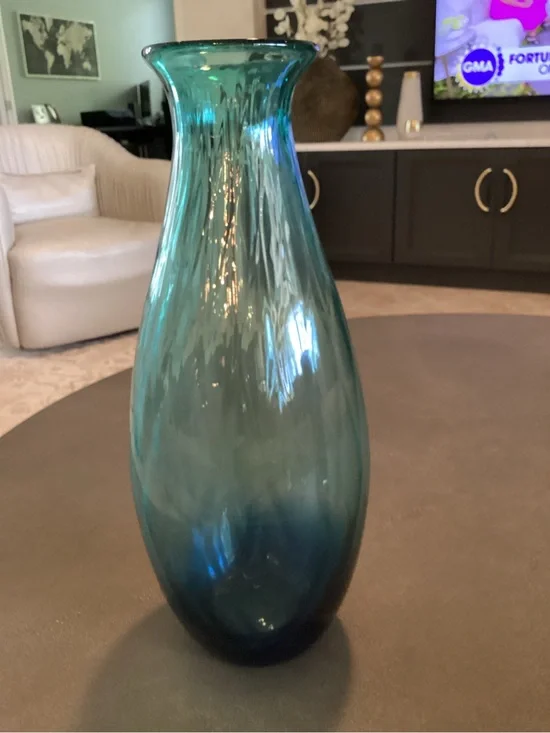 Blue Ombré Glass Decorative Vase