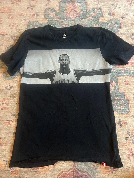 Jordan Black Tee with Gray Michael Jordan Photo Panel