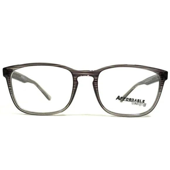 Affordable Designs Eyeglasses Frames HARRY GRAY Clear Striped Square 52-19-145