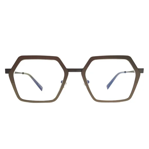 Tom Davies Eyeglasses Frames TD784 Col. 2363 Matte Brown Gray Hexagon 49-19-140