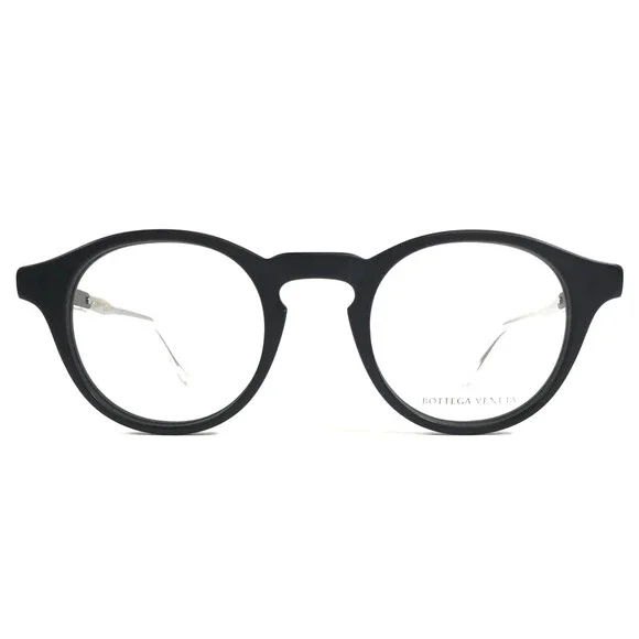 Bottega Veneta Eyeglasses Frames BV0023O 001 Black Gray Round Full Rim 46-23-140