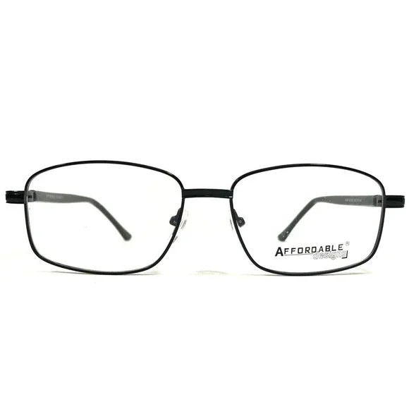 Affordable Designs Eyeglasses Frames NOAH BLACK Square Wire Rim 55-16-145