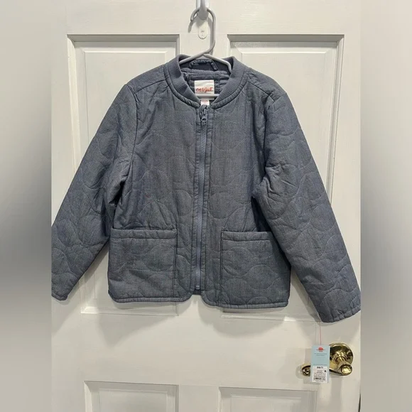 CAT & JACK NWT Blue Quilted Aviation Full Zip Up Jacket Size 6/7 Boys BRAND NEW
