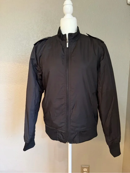 Men's Black Zip-Front Bomber Jacket