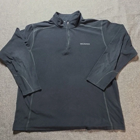 Columbia Fleece Jacket Men's XL Black LightWeight Long Sleeve 1/4 Zip Pullover
