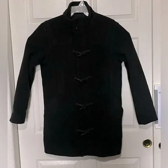 ZARA MAN Black Wool Blend Heavy Coat Size M
