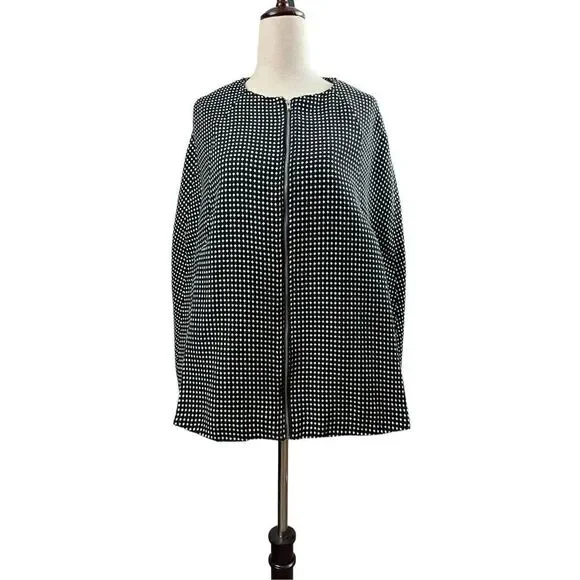 Massie Polka Dot Zip Up Lined Poncho Cloak Cape Size Medium