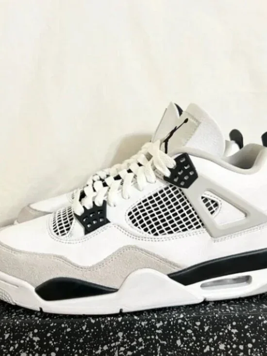 Air Jordan 4 Military Black Retro Mens White Sneakers
