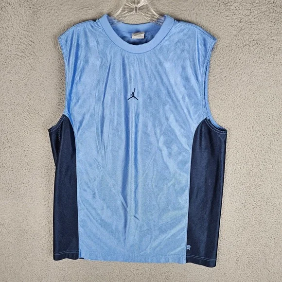 Jordan Basketball Jersey Mens M Blue Sleeveless Jumpman Mesh Athletic Shirt Y2K