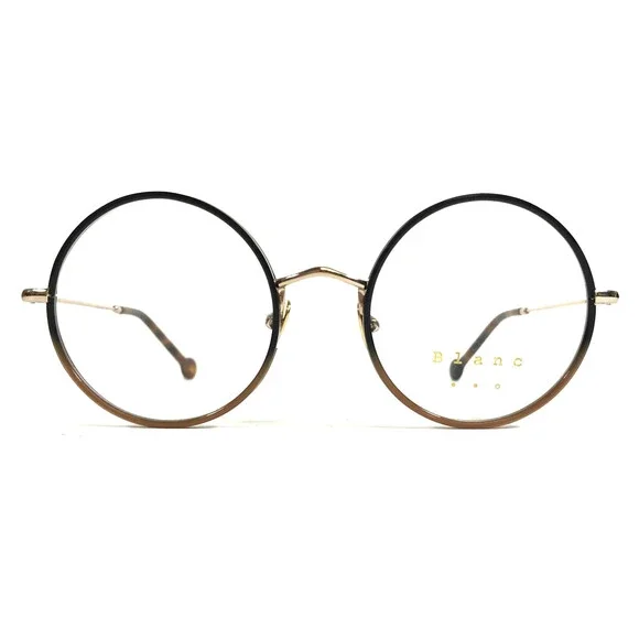Nathalie Blanc Eyeglasses Frames LAETITIA 448 Black Brown Gold Egg 49-20-140