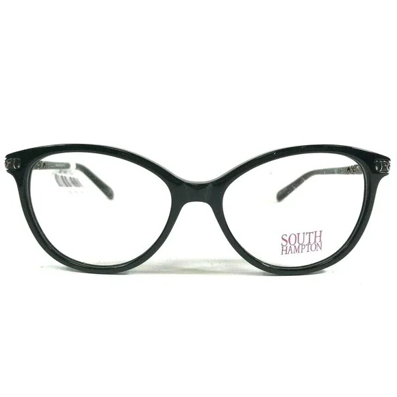South Hampton SH9002 BK Eyeglasses Frames Black Round Cat Eye Full Rim 52-16-135