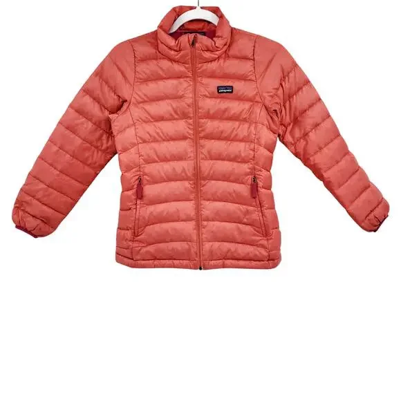 Patagonia Kids' Down Insulated Jacket Vibrant Coral Pink Full Zip Pockets Size M