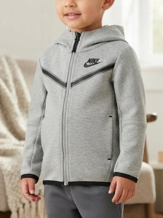 Nike Grey Kids Lightweight Full-Zip Jacket with Black Accents