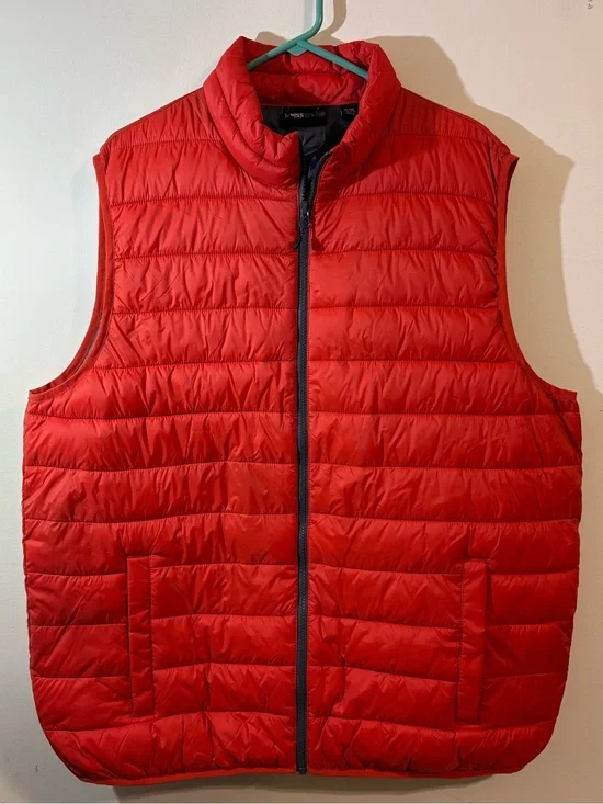 Swiss Tech puffer vest Mens XL orange lightweight water-resist snap pockets