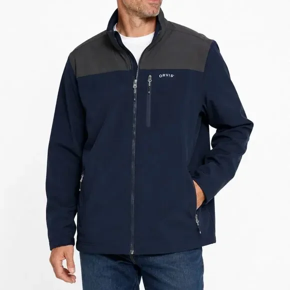 Orvis Full Zip Soft Shell Jacket Navy Blue Men's XL Windproof