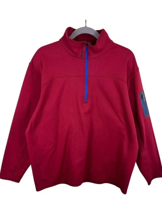 Cabela's Red 1/4 Zip Mock Neck Fleece Pullover Outerwear‎ Men's Size L