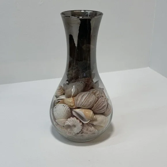 Clear Glass Vase With Seashells - Costal‎ Home Decor Accent