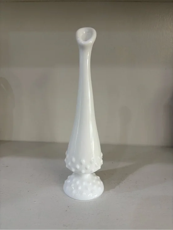 Vintage Fenton hobnail milk glass bud vase