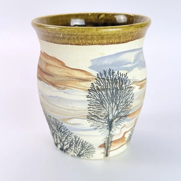 Sevierville Pottery Cup Bud Vase Pen Cup Tree Design